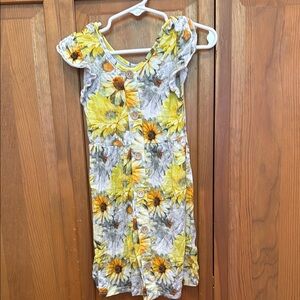Floral Yellow and White Kids Dress Little Bum Bum size 4t